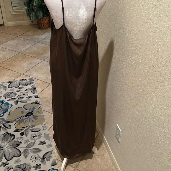 Felicite Women's Size S Maxi Slip Dress Solid Brown Minimalist Contemporary New - Picture 4 of 7